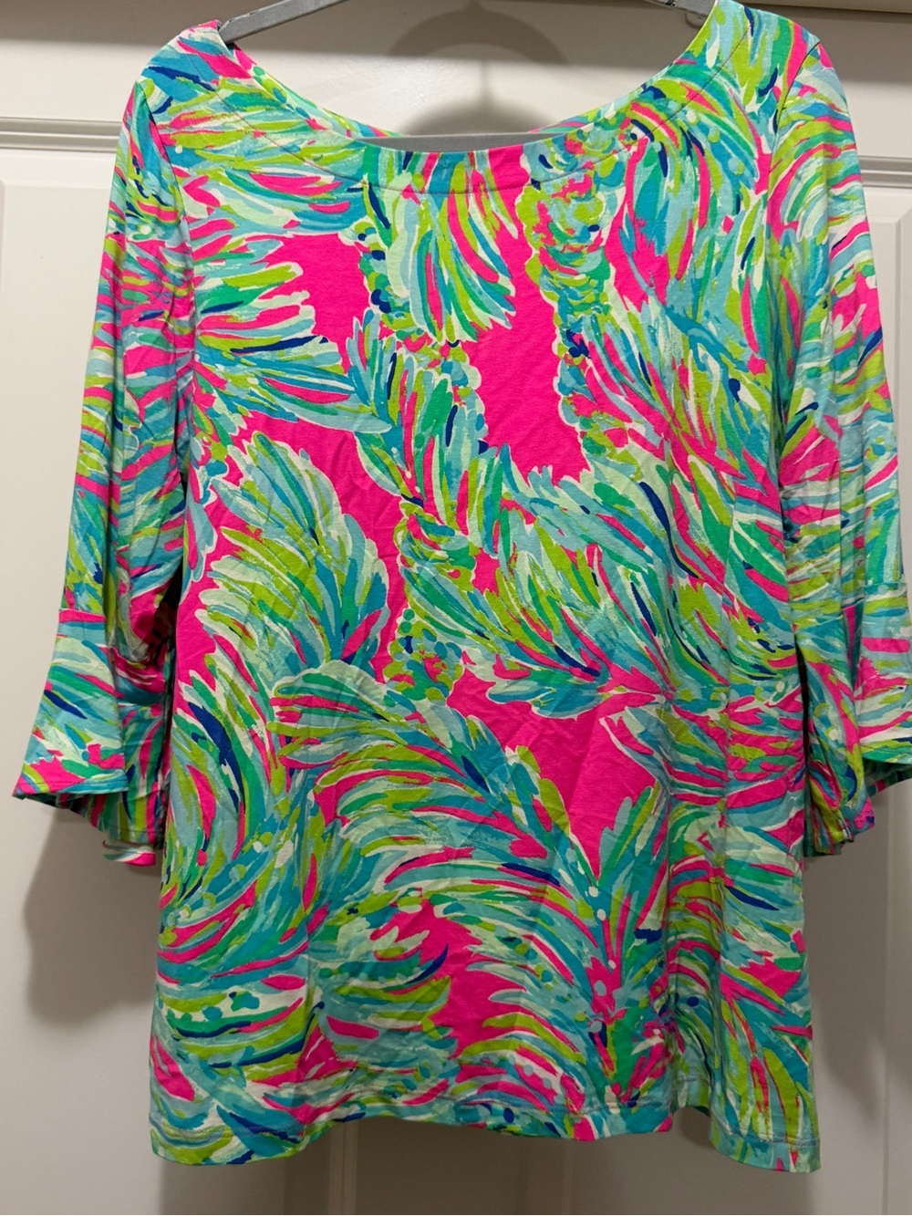 Lilly Pulitzer Hot Pink Tropical Leaf Print Top